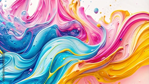 Colorful liquid background with colorful waves and splashes