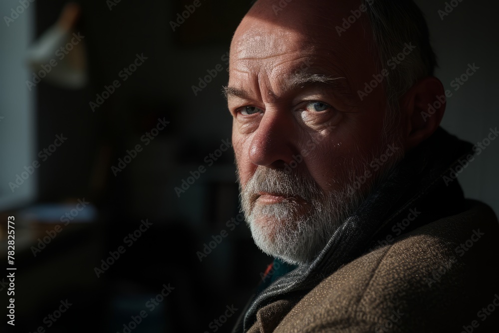 Portrait of an elderly man with a gray beard looking at the camera Portrait of an elderly man with a gray beard looking at the camera