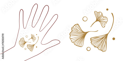 Temporary tattoo template with ginkgo leaves
