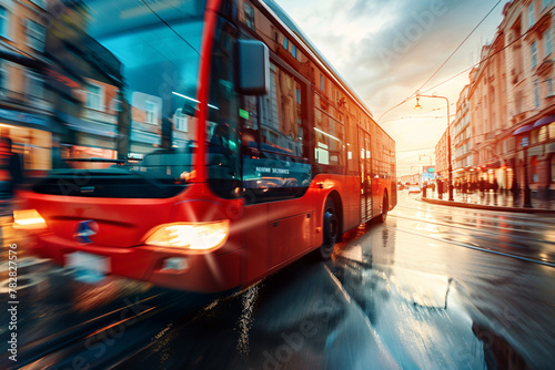 public transport concept, modern city bus on the street