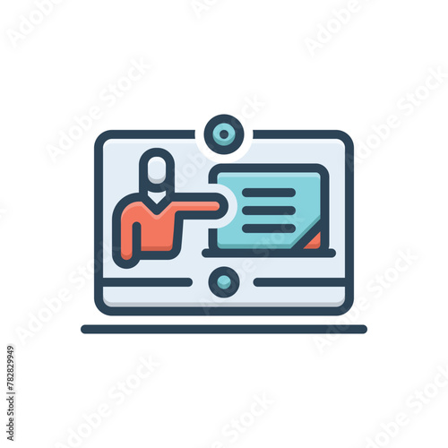 Color illustration icon for online teaching