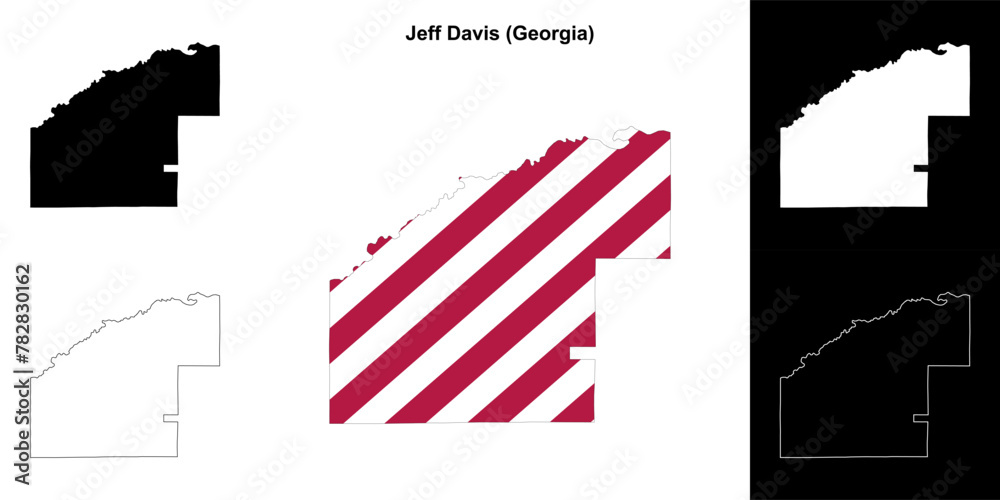 Naklejka premium Jeff Davis County (Georgia) outline map set