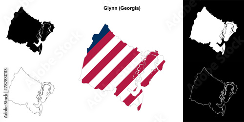 Glynn County (Georgia) outline map set photo