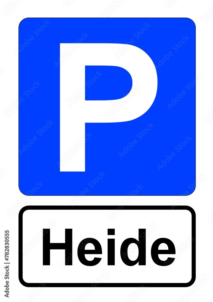 Illustration eines blauen Parkplatzschildes mit der Aufschrift Illustration eines blauen Parkplatzschildes mit der Aufschrift