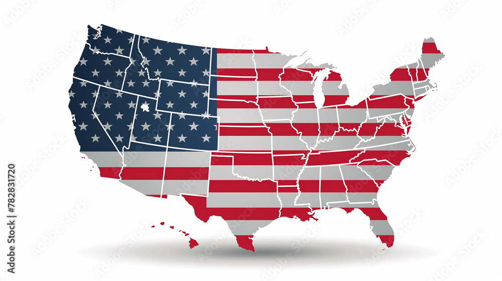 USA map with states isolated on a white background. United States of ...