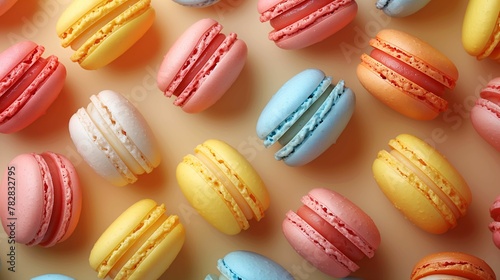 Wallpaper Mural Assorted Colorful Macarons on Orange Background Torontodigital.ca