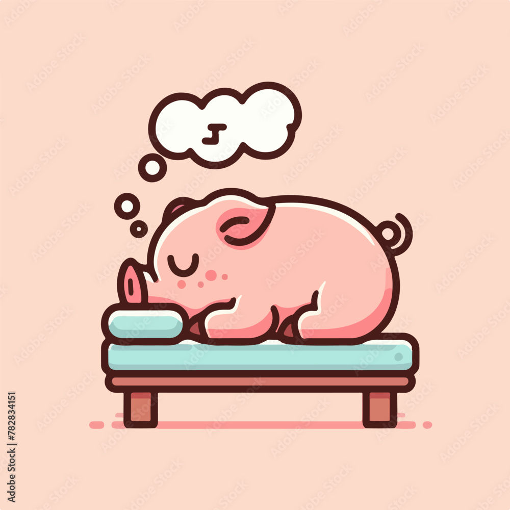 vector style illustration cute sleeping pig vector style illustration cute sleeping pig