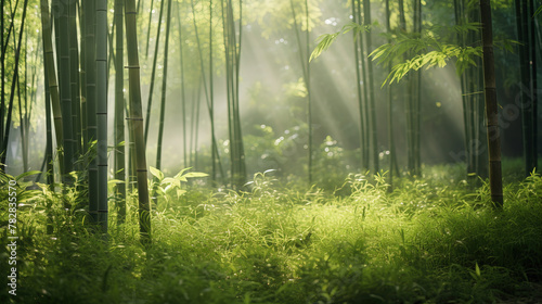 bamboo forest in the morning.