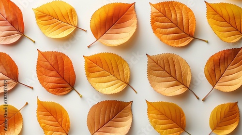 Autumn Leaves Pattern on a White Background