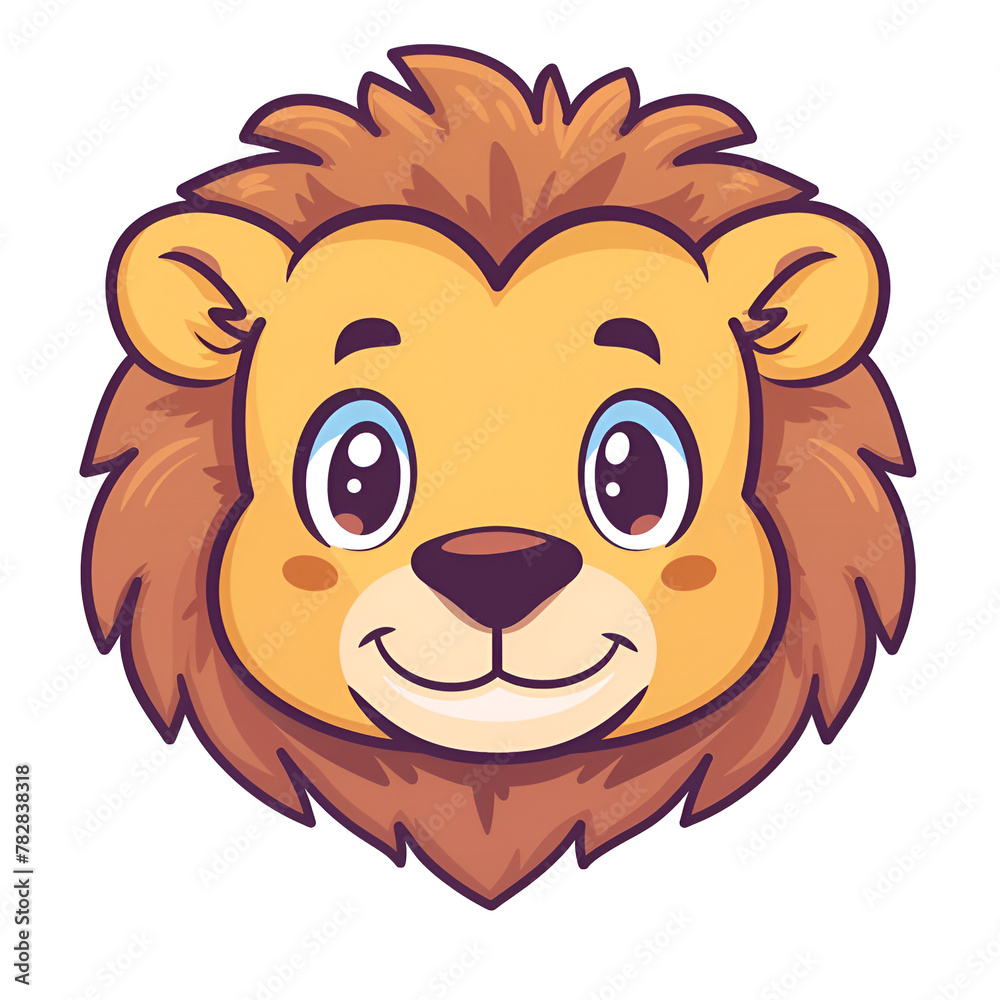 Obraz premium Cartoon happy lion isolated on white background.