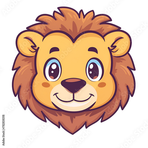 Cartoon happy lion isolated on white background.