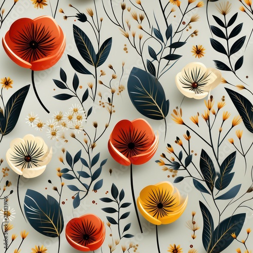 Seamless beautiful decorative flowers pattern