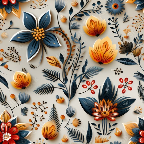 Seamless beautiful decorative flowers pattern