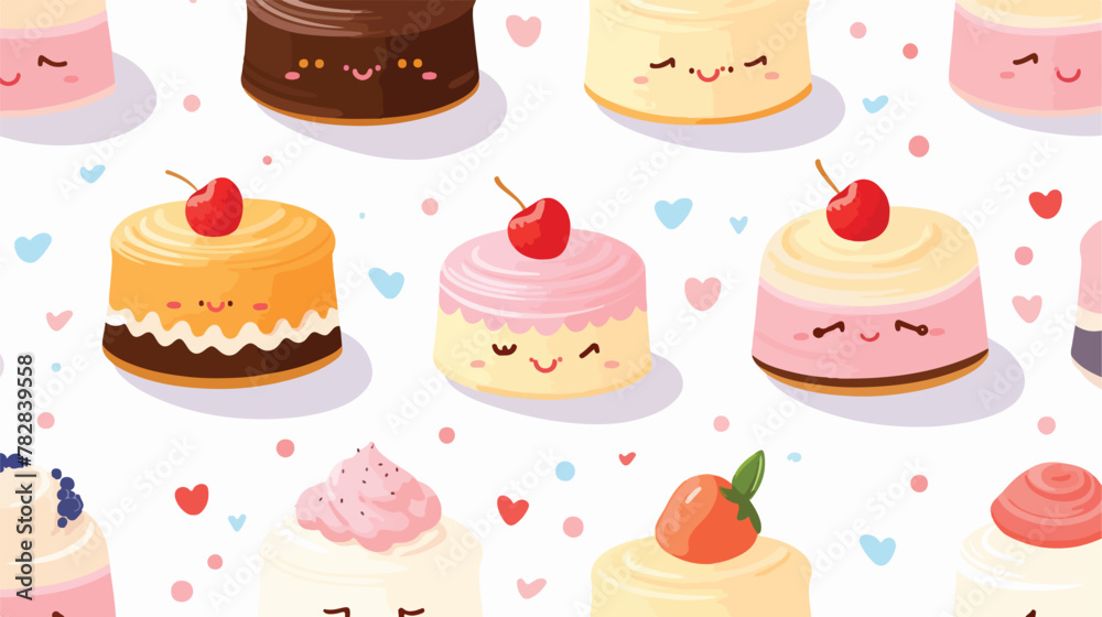 Cute cake seamless pattern background vector 2d fla