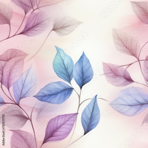 Seamless abstract purple leaves pattern background