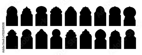 Ramadan Shape Door, Arch and Window. Islam Frames Set. Vector Arab Elements In Minimal Boho Style for Labels, Logo, Banner Templates.