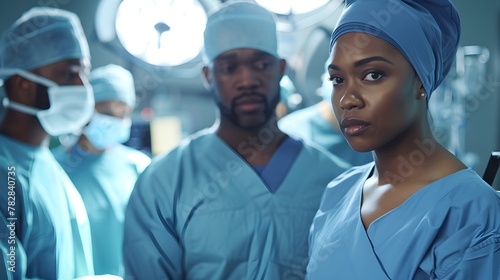 AfricanAmerican Surgeon Couple Exemplify Confidence and Teamwork in the Operating Room Generative ai photo