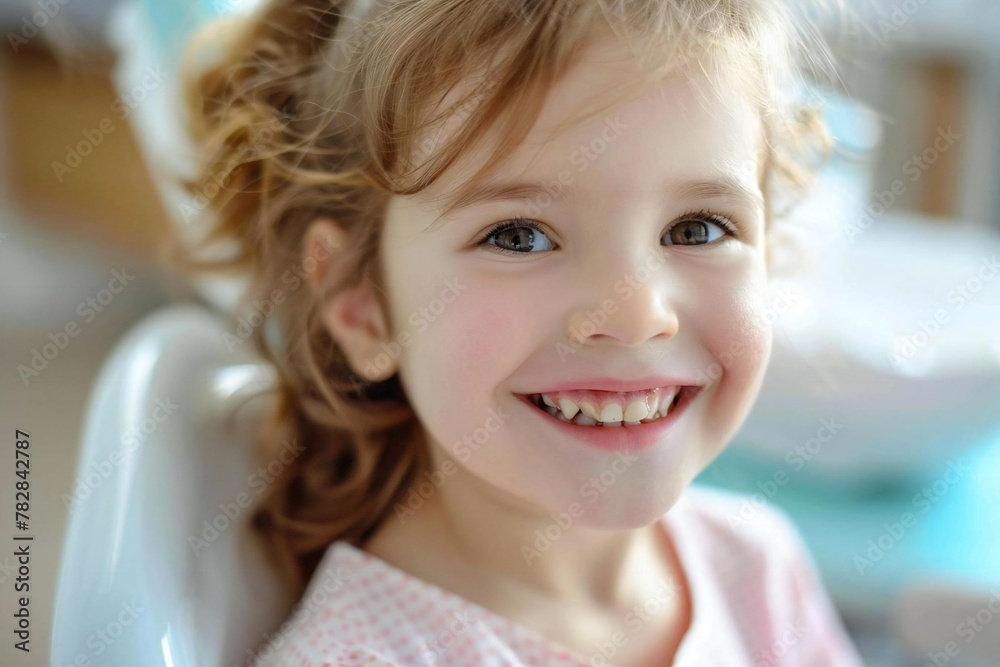 Happy child receiving dental treatment at orthodontics clinic Happy child receiving dental treatment at orthodontics clinic