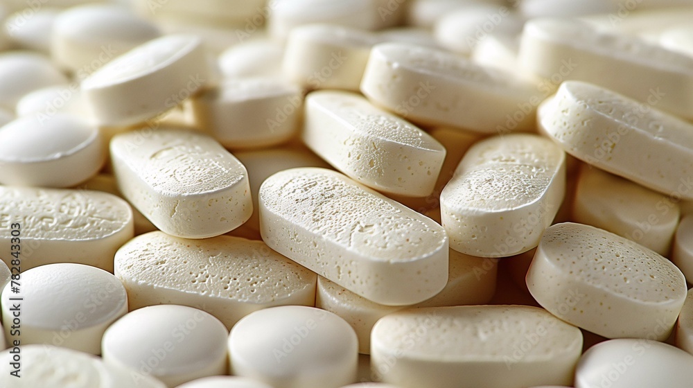 Close-Up of White Medication Tablets