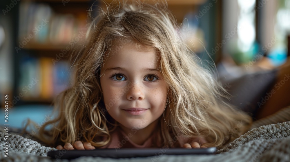 Interactive Educational Platforms with blond girl Interactive Educational Platforms with blond girl