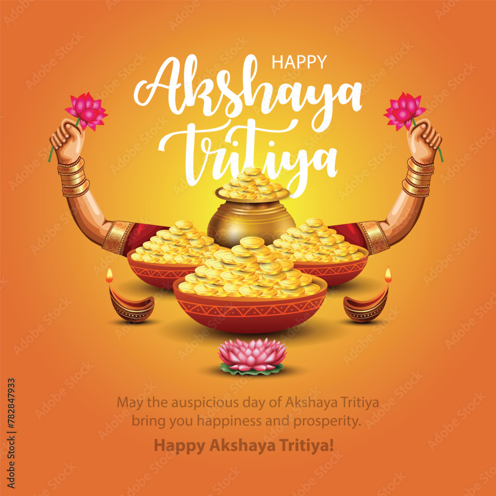 happy Akshaya Tritiya of India. abstract vector illustration design - obrazy, fototapety, plakaty 