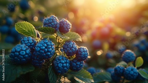 Organic berry bushes. AI generate illustration