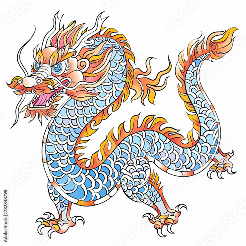 a chinese dragon tattoo design on a white background © NguynTh