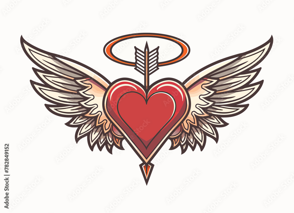 a heart with wings and an arrow on it