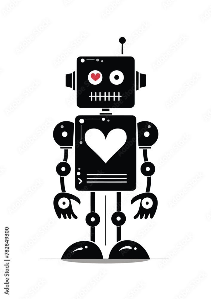a robot with a heart on its chest