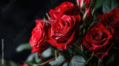  a lovely arrangement red roses that are in full bloom  exuding a sense of love  passion and romance.
