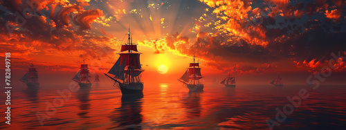 Voyage of Dusk  Navigating Through Sunset Seas