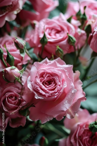 Rainy Day with Pink Roses
