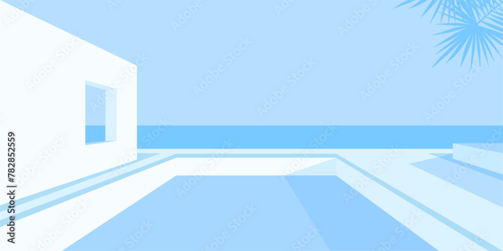 Minimalistic Abstract Terrace Sea Or Ocean Vector Landscape Illustration Background Art Minimalistic Abstract Terrace Sea Or Ocean Vector Landscape Illustration Background Art
