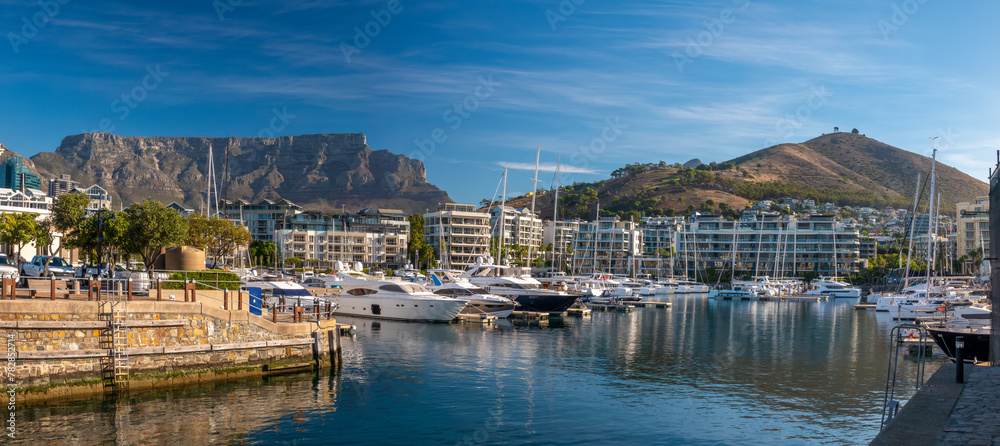 Victoria & Albert Water Front with Table mountain and Signal Hill in the background, Cape Town, South Africa