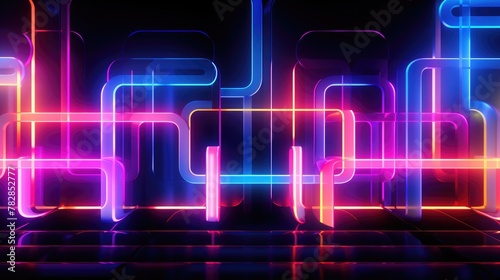 Futuristic Abstract Neon Lines in a Glowing Background.