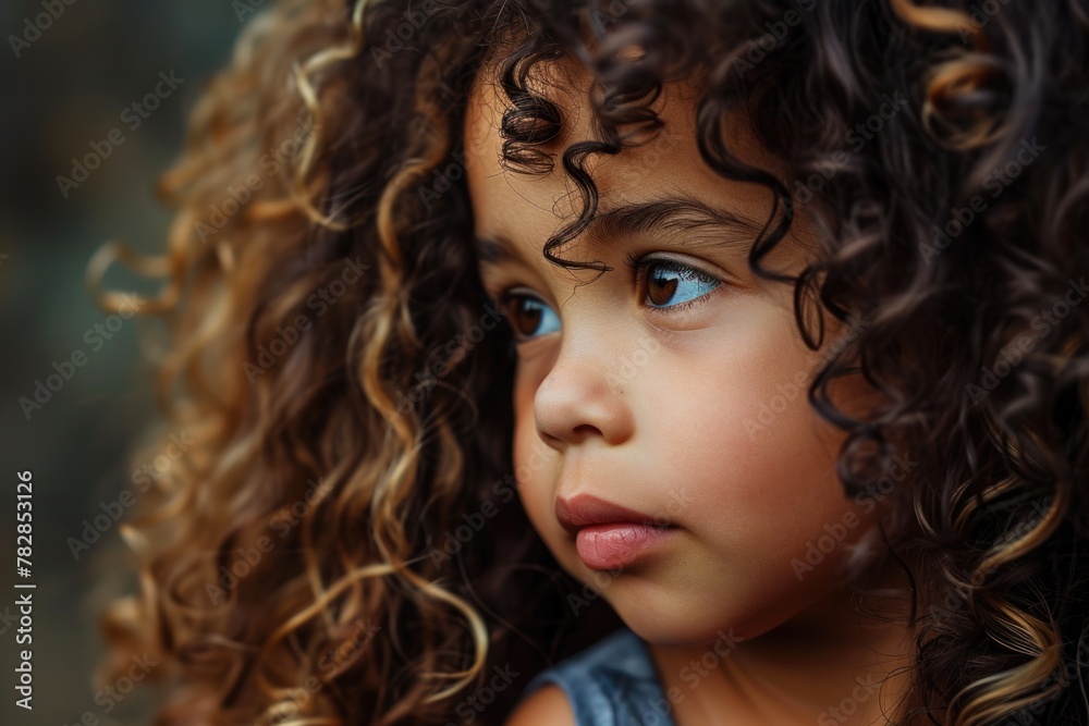 A Close-Up of a Curly-Haired Child Fictional Character Created by Generative AI.