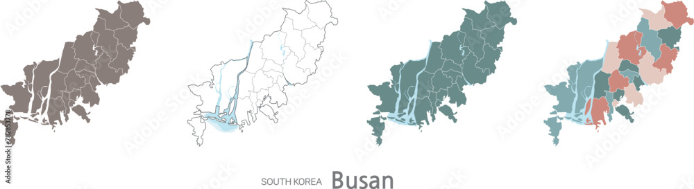 High capacity map of Busan Metropolitan City, South Korea (Busan)