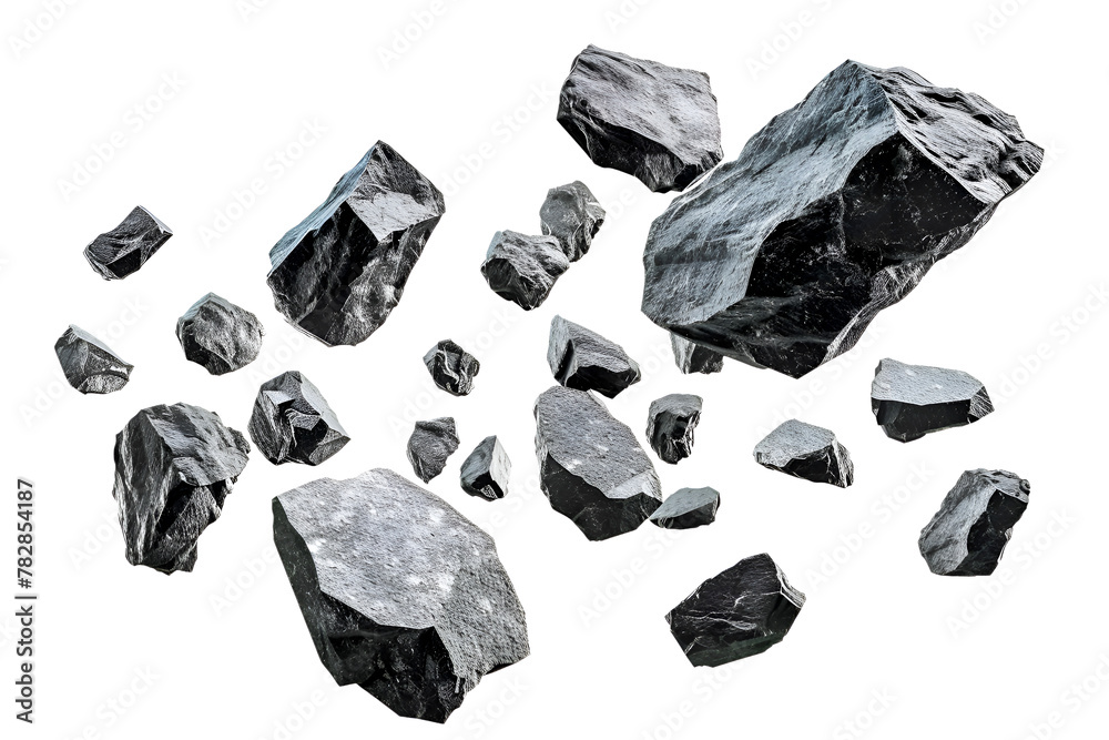 Floating black rock isolated on white background Floating black rock isolated on white background