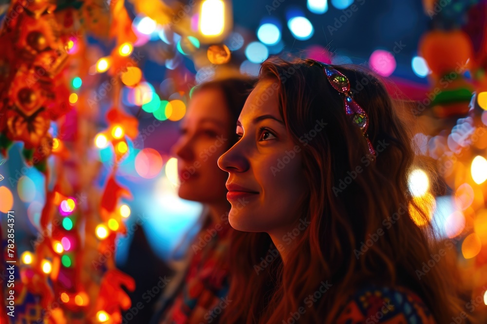 Enchanting Atmosphere with Colorful Lights and Starry Night Fictional Character Created by Generative AI. Enchanting Atmosphere with Colorful Lights and Starry Night Fictional Character Created by Generative AI.