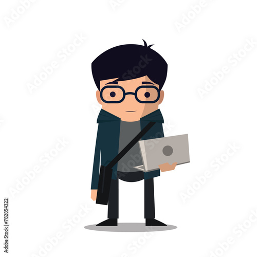 Flat Style Programmer Character Design Vector Illustration