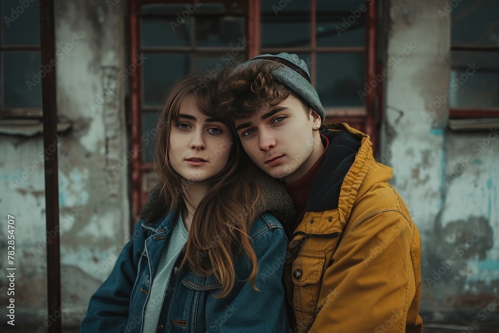 A Young Couple Posing for a Photo Fictional Character Created by Generative AI.