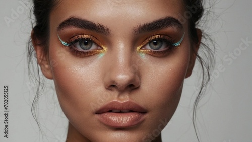 Close-up of woman's makeup. Close-up of young woman's eyes