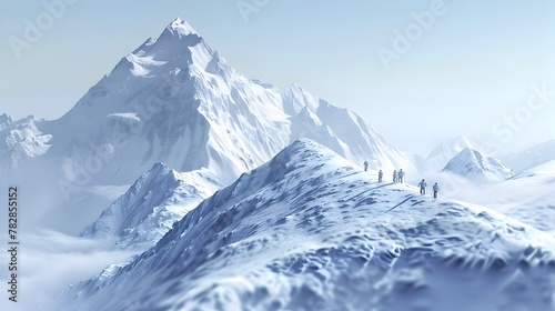 Hikers Conquer the South Summit A D Rendered Satellite View of Mount Everest and the Himalayas Generative ai