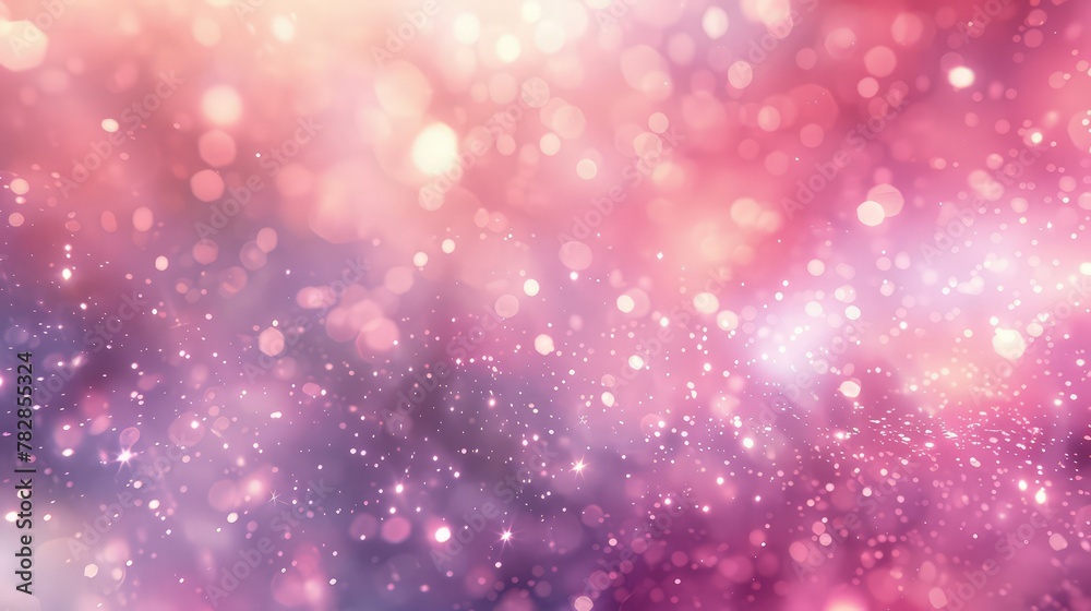 A blurred background in pastel pink, with a holographic overlay that sparkles faintly, resembling a distant, mystical galaxy. The effect is peaceful and enchanting. 