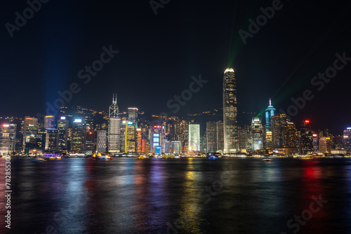 A Symphony of Lights   light and sound show across the Victoria Harbour in Tsim Sha Tsui   Hongkong   26 March 2024