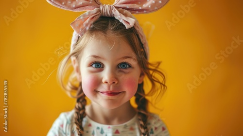 Adorable Young Girl with Bunny Ears and Smile