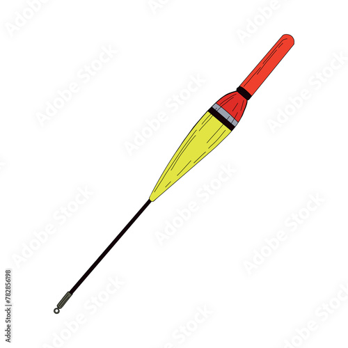 Fishing float bobber cork vector illustration tackle. Bait minnow line drawing. Silhouette outline. Fisher angler tool. Sharp triple catch sport equipment