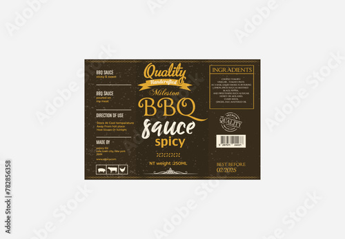hand crafted BBQ spicy sauce label design, bbq label design, classic label design	