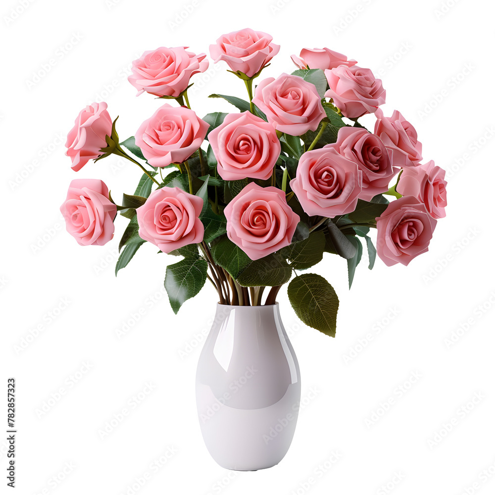 Fototapeta premium bouquet of fresh pink roses in vase
