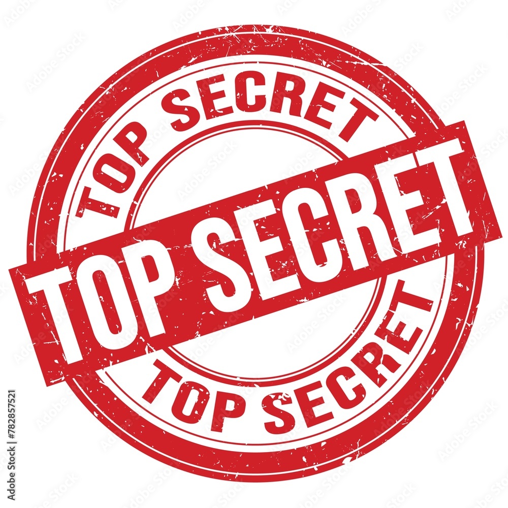 TOP SECRET text written on red round stamp sign TOP SECRET text written on red round stamp sign